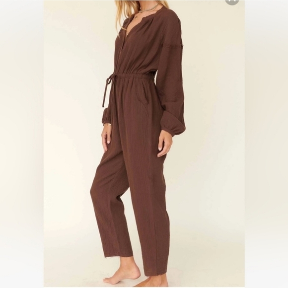 Promesa Life Story Crinkle Cotton Drawstring Jumpsuit. Size Medium. Good preowne - Picture 2 of 10